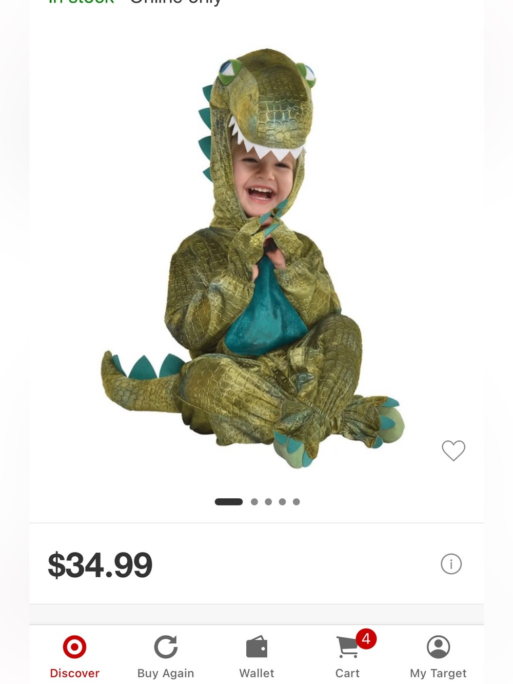 Kids Green Dino Hooded Costume with Teal Belly